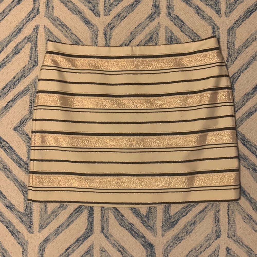 J Crew Gold Multi Colored Striped Skirt Size 8